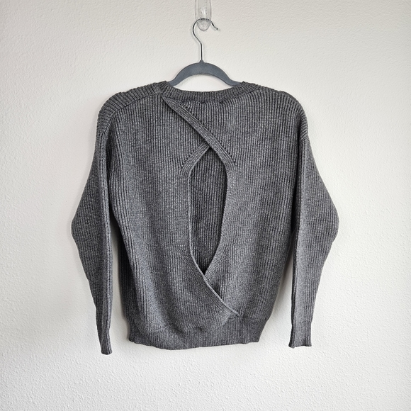 Gray Knit Open Back Sweater Size Small - Picture 2 of 4